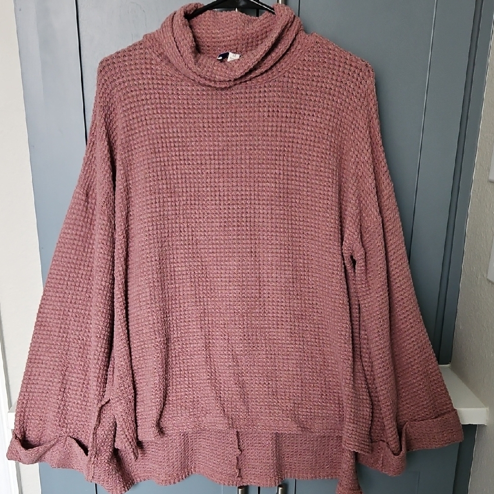 Women's Pink Turtleneck Sweater by She+Sky